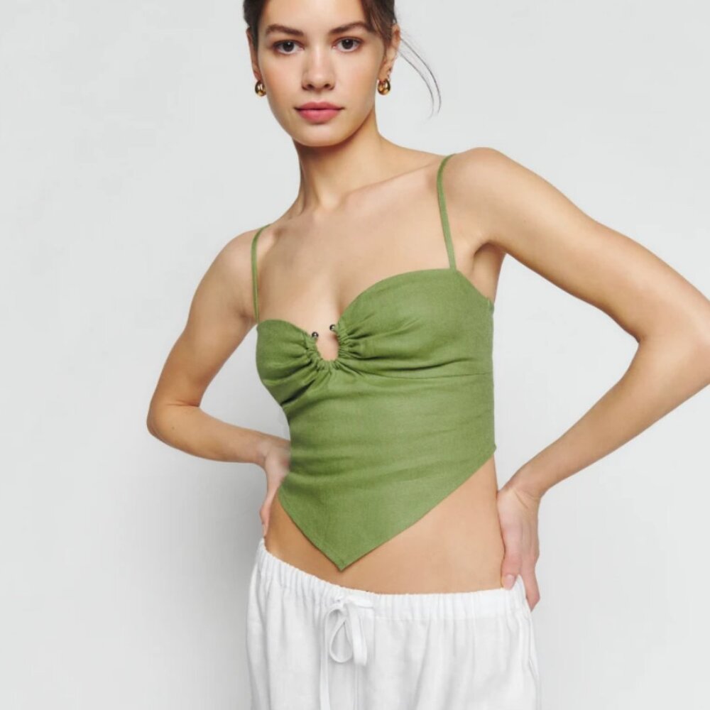NEW Reformation Sansa Linen Top